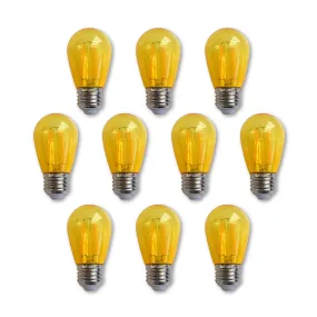 10-PACK Yellow LED Filament S14 Shatterproof Energy Saving Color Light Bulb, Dimmable, 2W,  E26 Medium Base