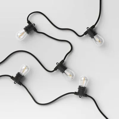 10ct LED Non-Drop Indoor Outdoor Café String Lights Clear Bulbs with Black Wire - Threshold