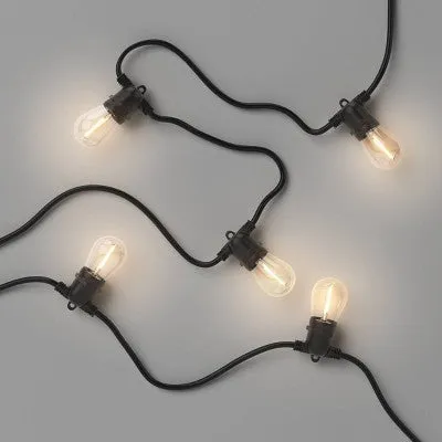 10ct LED Non-Drop Indoor Outdoor Café String Lights Clear Bulbs with Black Wire - Threshold