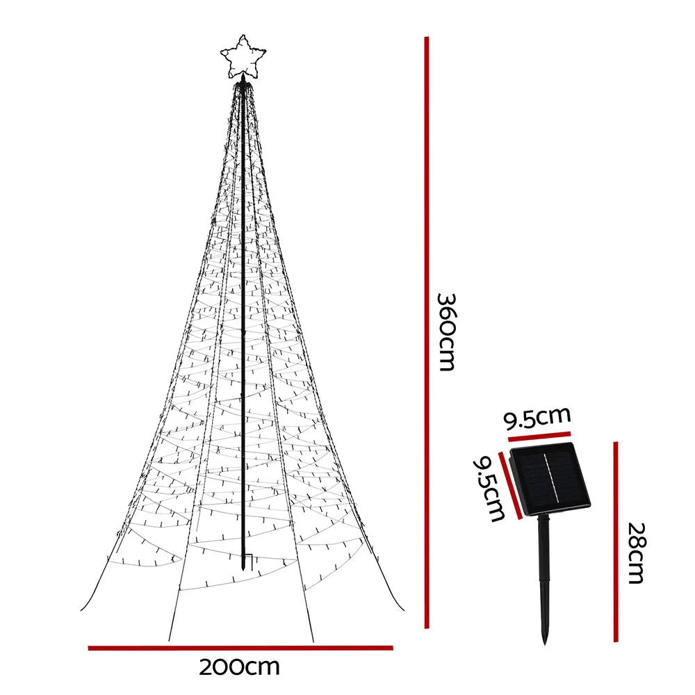 12ft Solar LED Christmas Tree, 800 Lights, 8 Modes