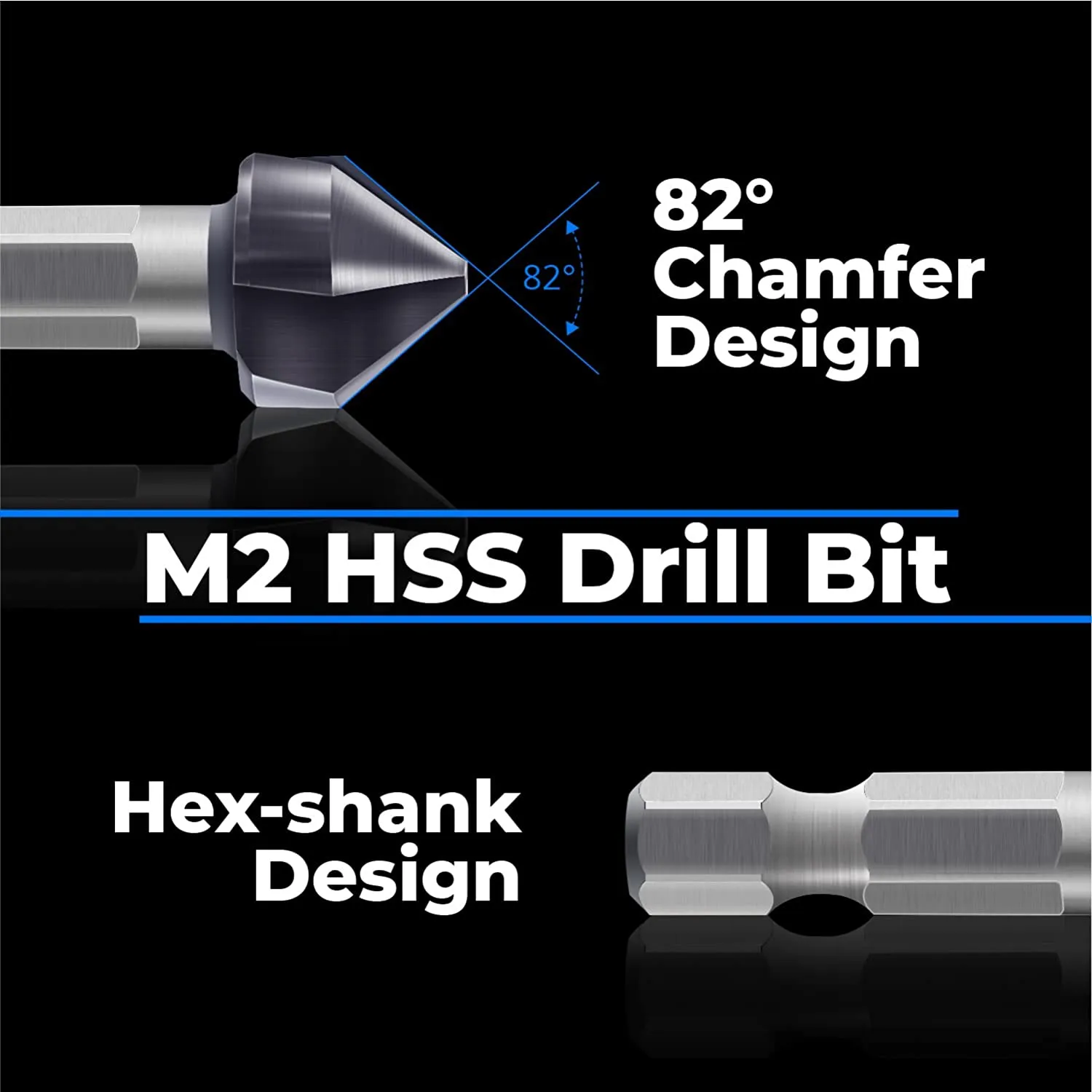 1/4” 3-Flute M2 Countersink Bit with TiAlN Coating for Soft Metal and Wood