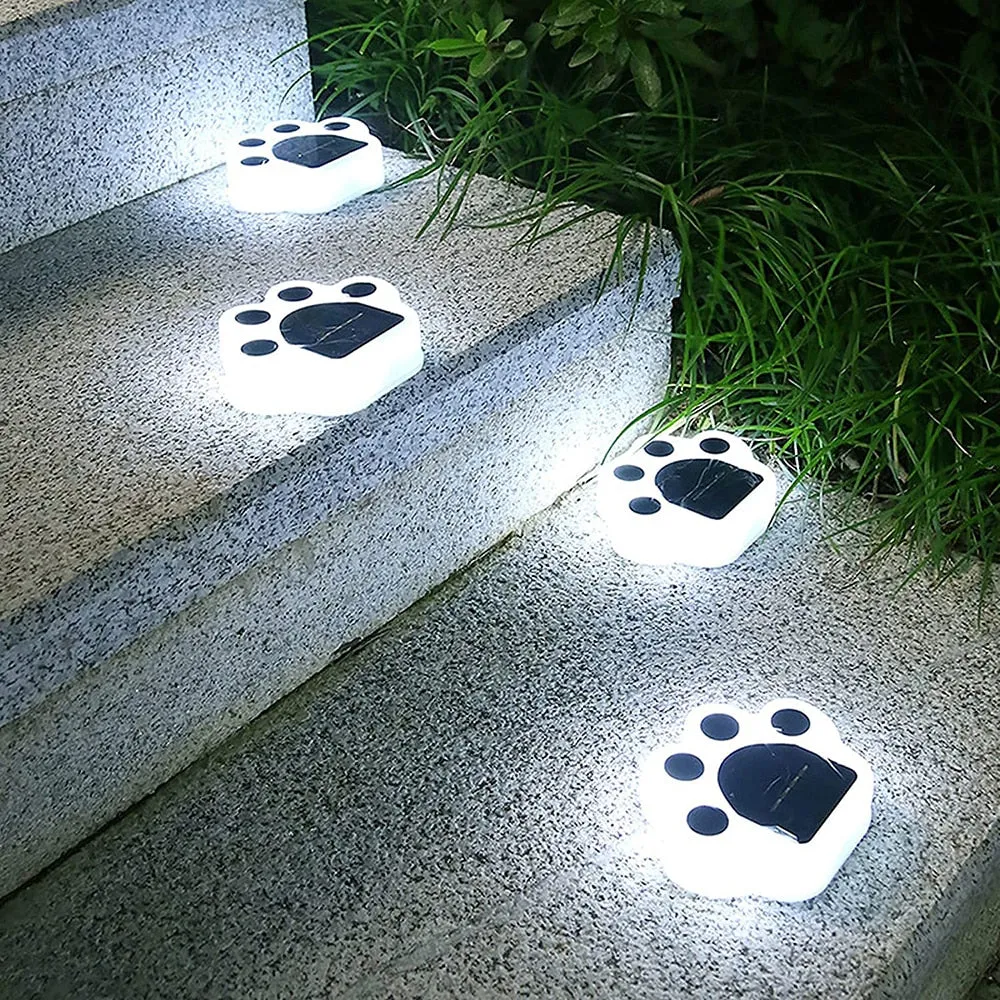 1/4pcs Waterproof LED Solar Bear Paw Ground Light Outdoor Street Light Garden Wall Lamp Path Decoration Lighting Footprint Light