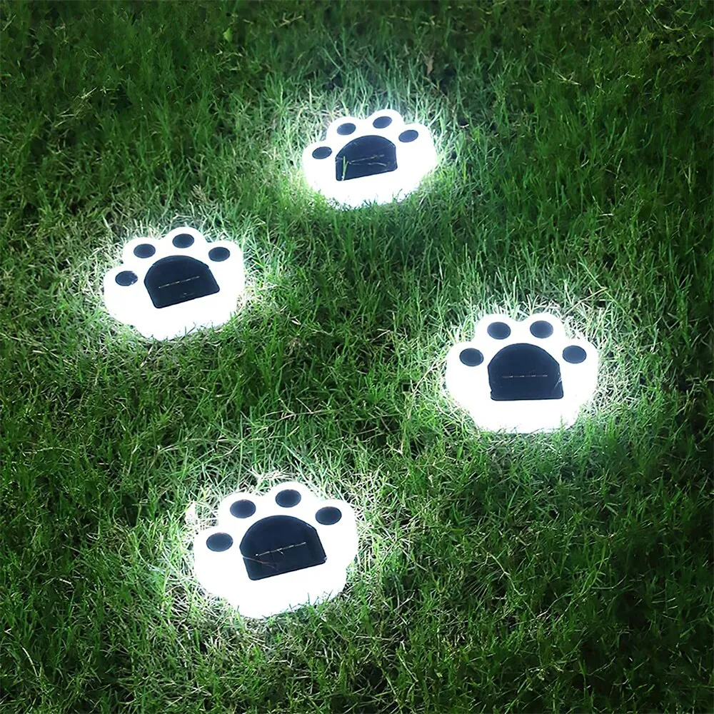 1/4pcs Waterproof LED Solar Bear Paw Ground Light Outdoor Street Light Garden Wall Lamp Path Decoration Lighting Footprint Light