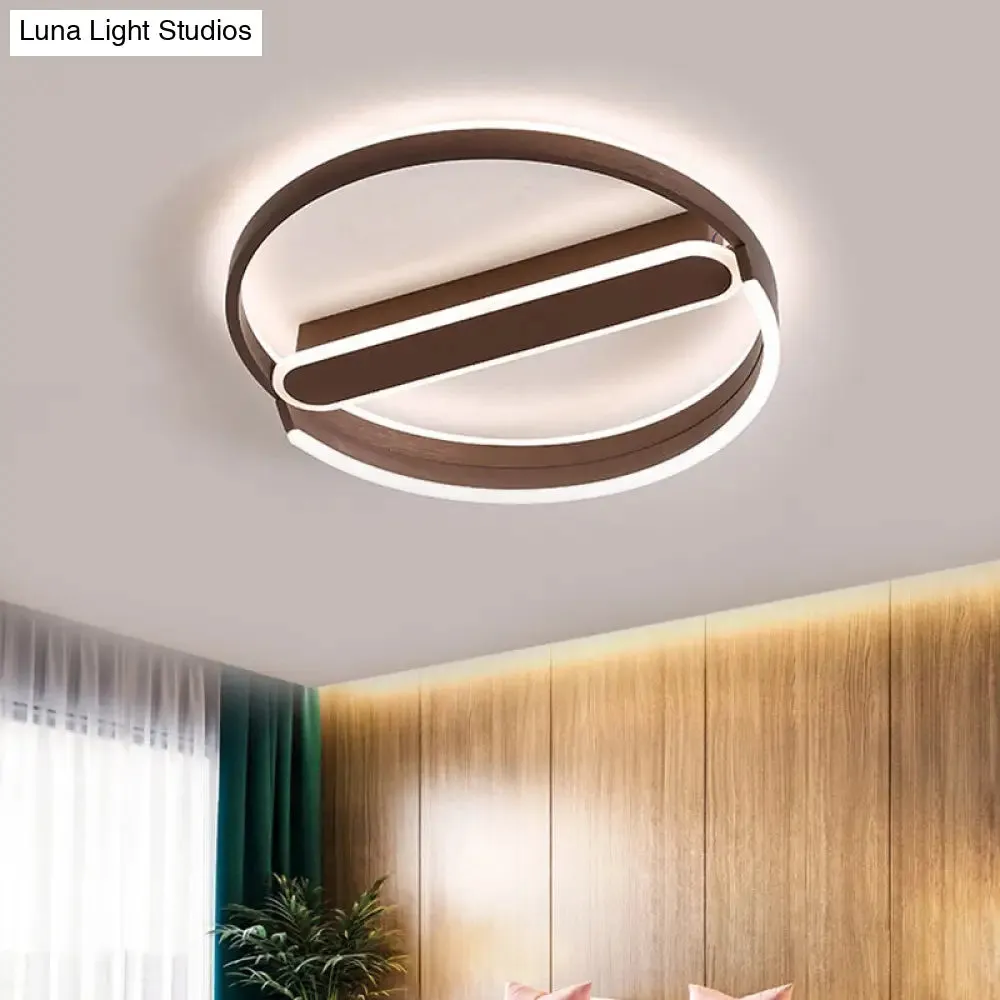 16"/19.5" Flush Mount Coffee Halo Ring LED Ceiling Light in Warm/White with Stepless Dimming & Remote Control