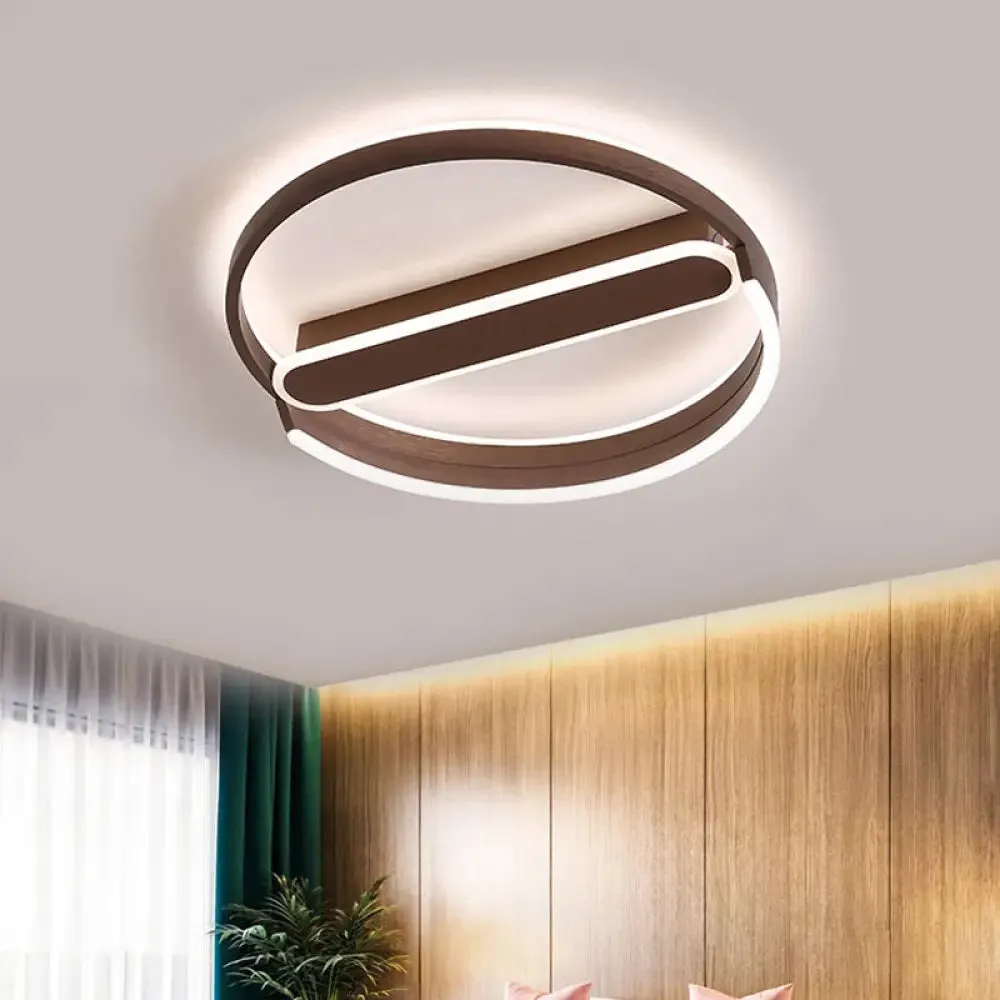 16"/19.5" Flush Mount Coffee Halo Ring LED Ceiling Light in Warm/White with Stepless Dimming & Remote Control