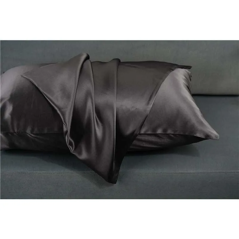 19 Momme silk pillowcase - Queen - Hidden Zip - Dark Grey