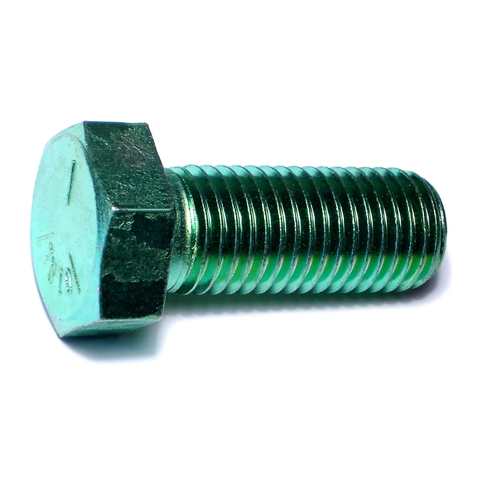 1"-8 x 2-1/2" Green Rinsed Zinc Grade 5 Hex Cap Screws (13 pcs.)