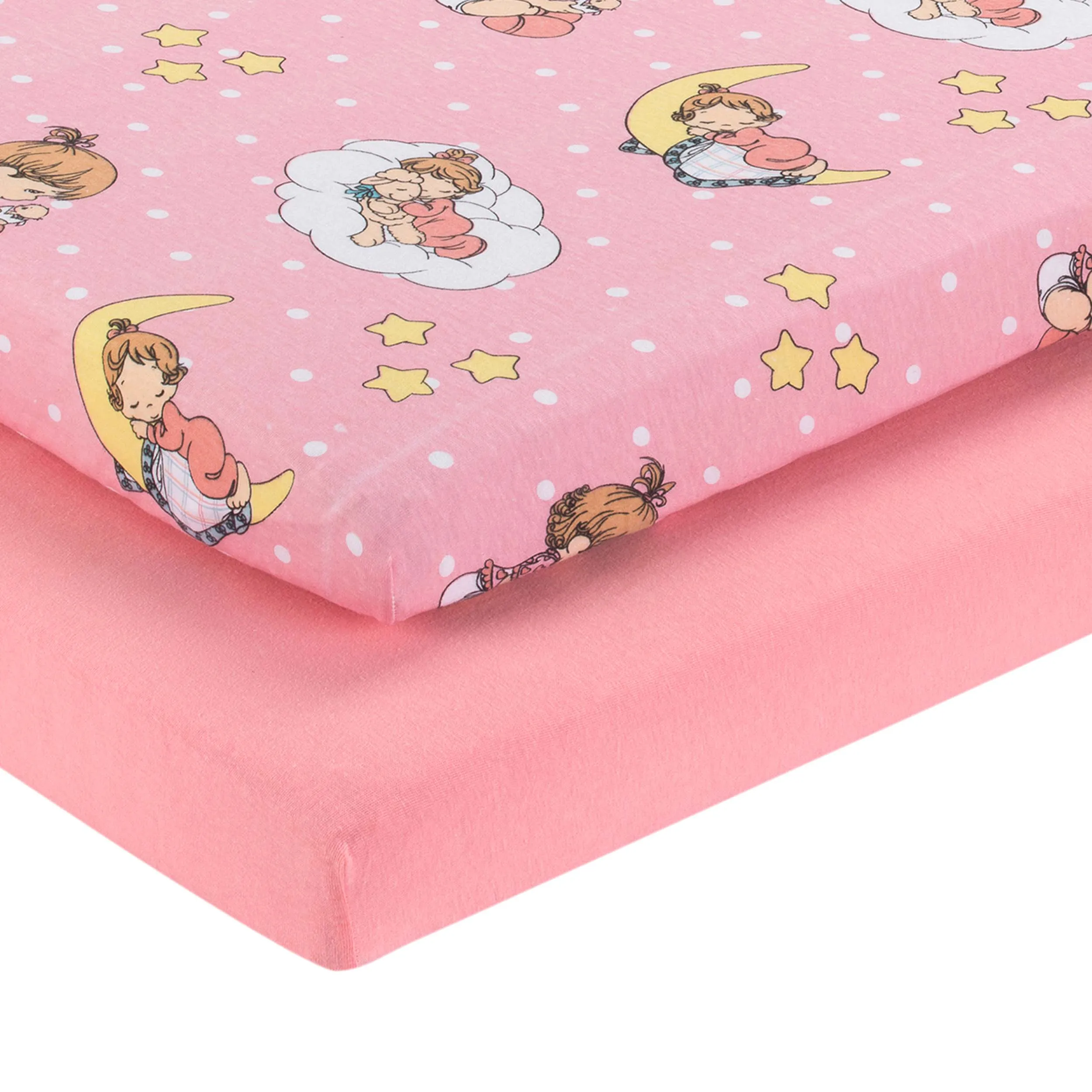 2 Pack n Play and Portable Crib Mattress Sheets - Precious Moments Girls