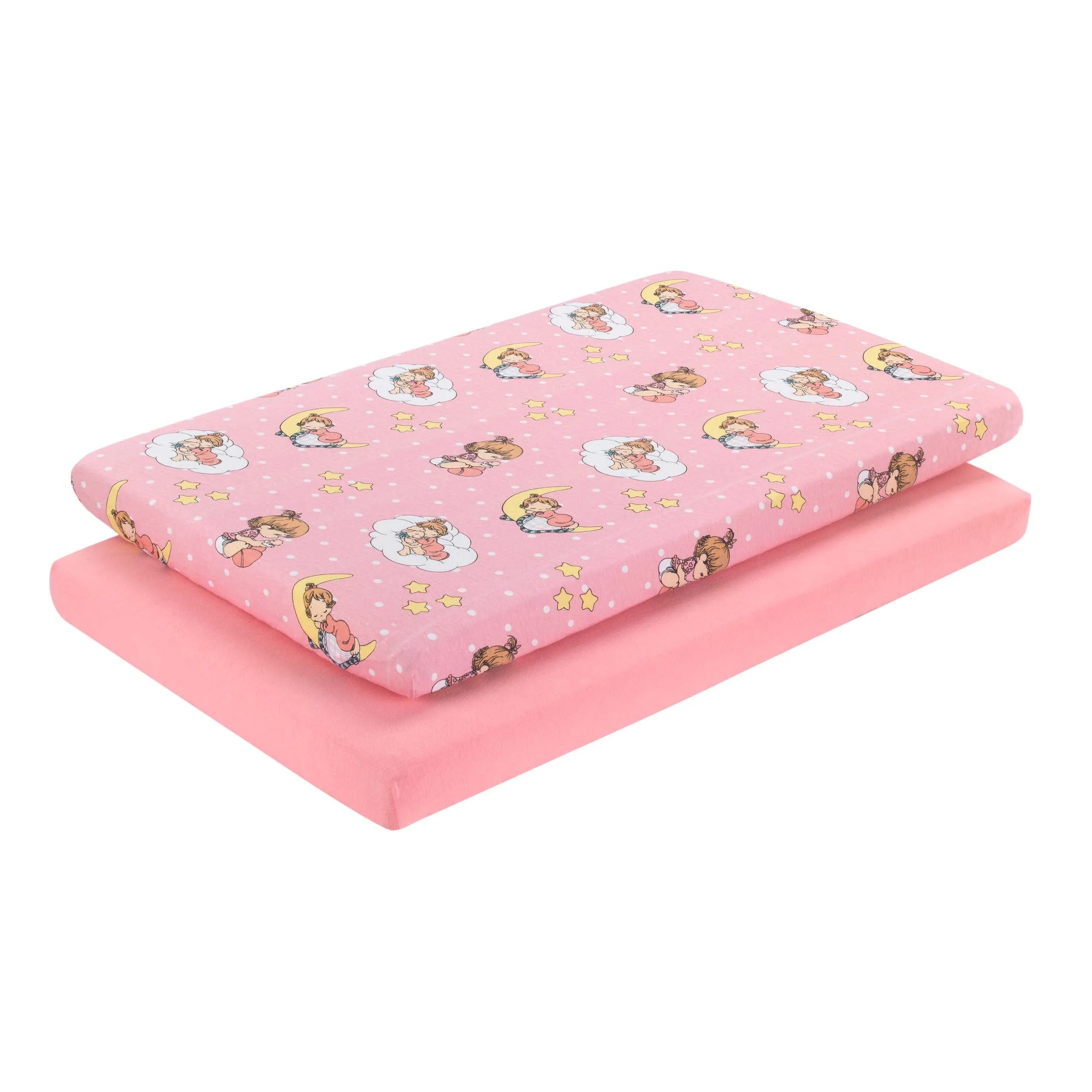 2 Pack n Play and Portable Crib Mattress Sheets - Precious Moments Girls