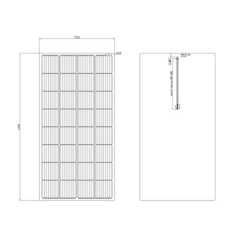 200W BLACK SEMI-FLEXIBLE SOLAR PANEL WITH REAR JUNCTION BOX