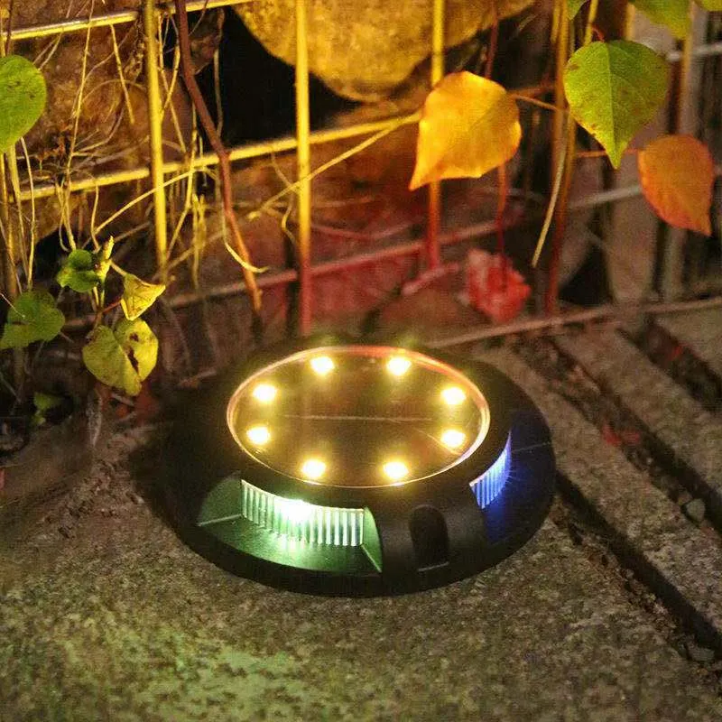 2PC Solar Ground Lights Outdoor Waterproof LED Disk Lights