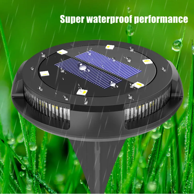 2PC Solar Ground Lights Outdoor Waterproof LED Disk Lights