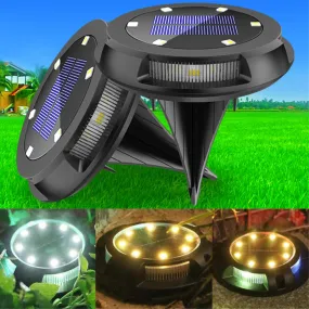 2PC Solar Ground Lights Outdoor Waterproof LED Disk Lights