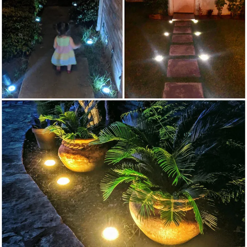 2PC Solar Ground Lights Outdoor Waterproof LED Disk Lights