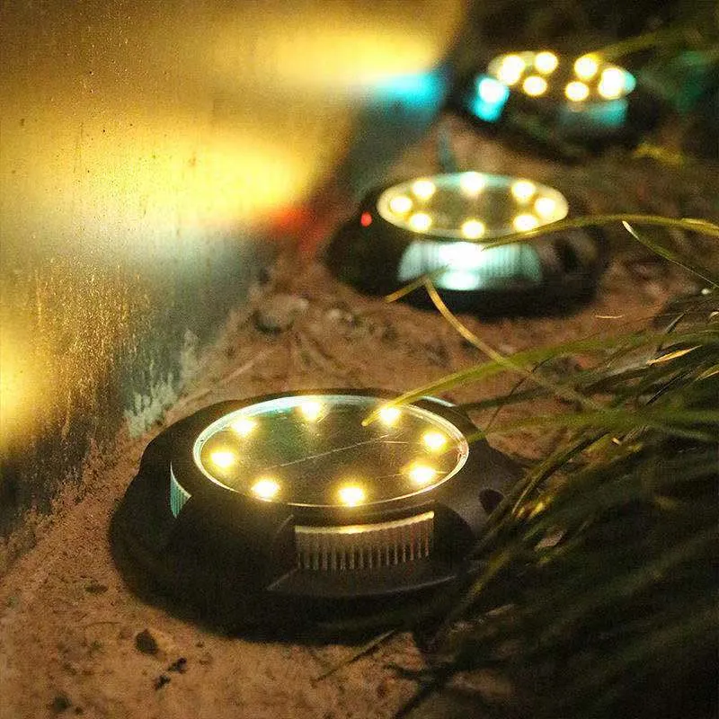 2PC Solar Ground Lights Outdoor Waterproof LED Disk Lights