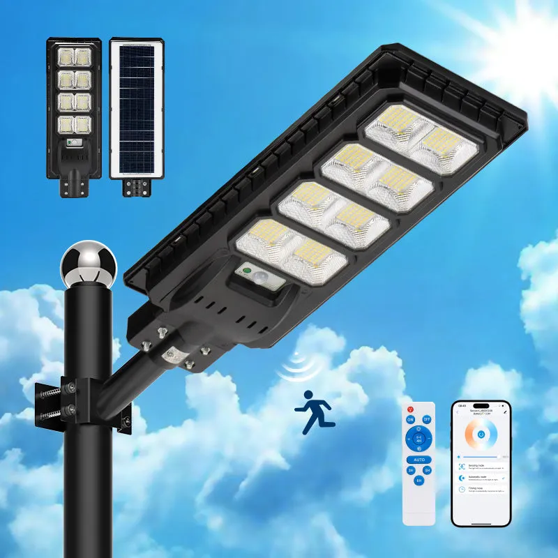 3 PACK APP control 200W solar street lights 20000 lumens