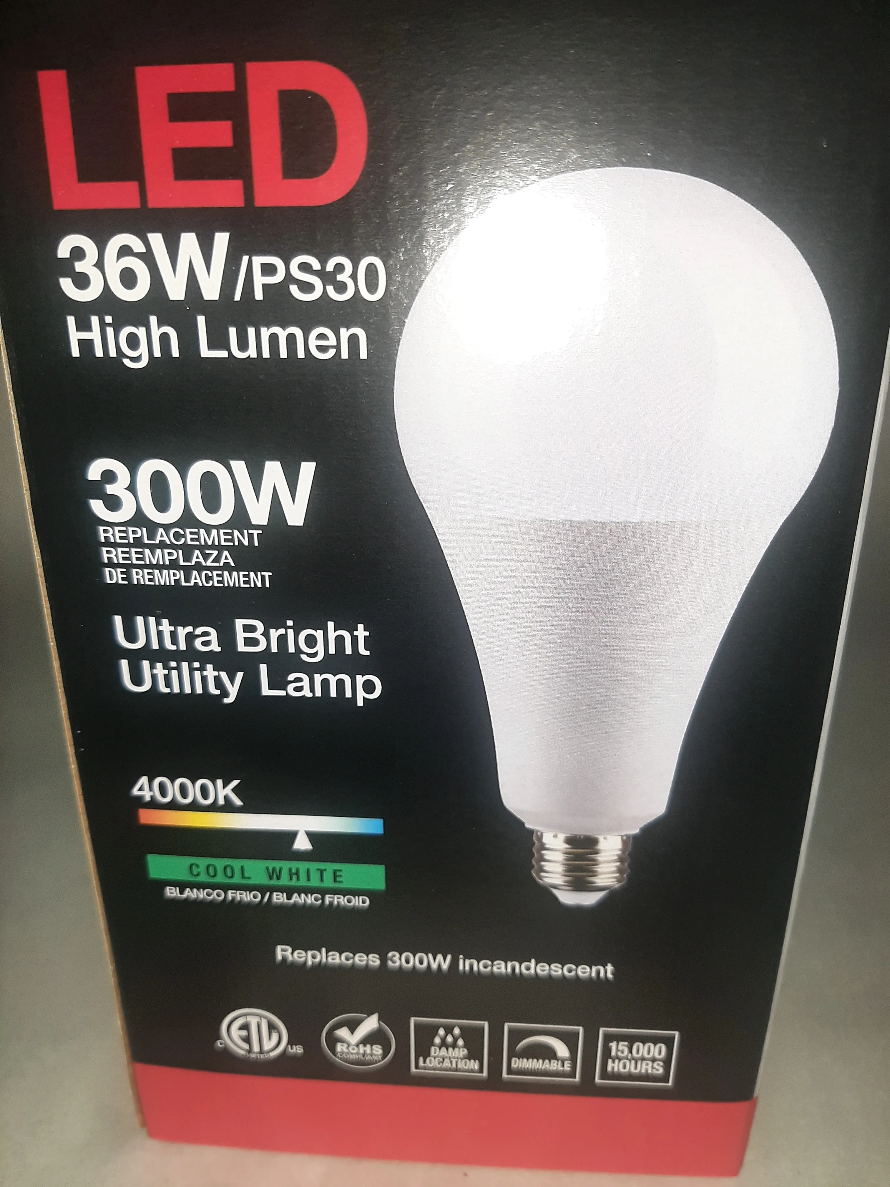 300 Watt LED Utility Light - Medium Base LED Bulb