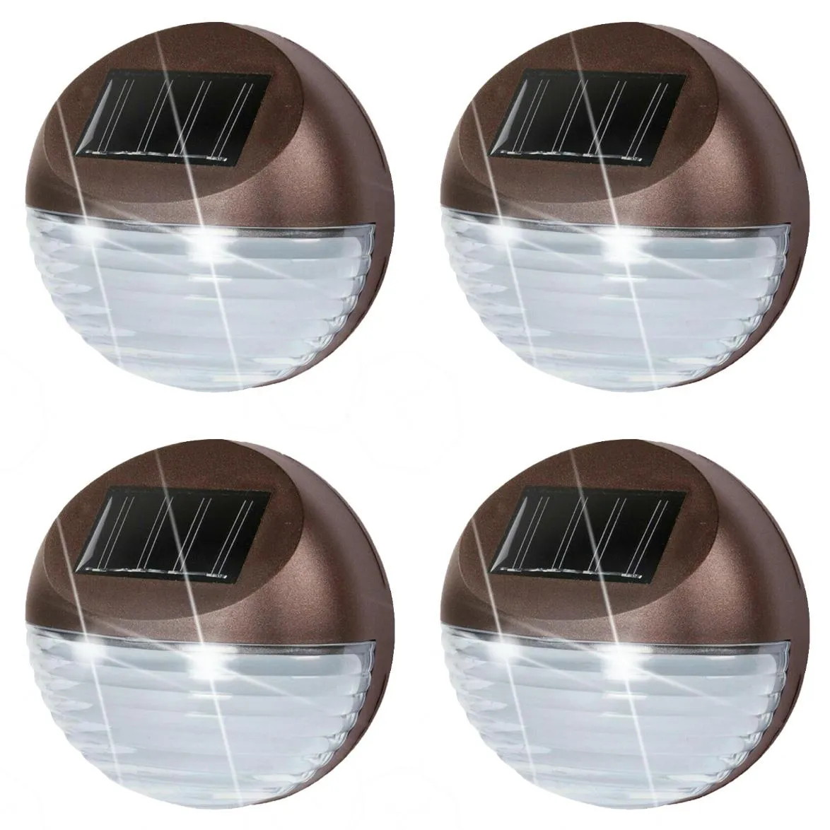 4 x Solar LED Fence Lights Bronze