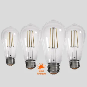 4PACK Dusk to Dawn LED Filament Bulb 5W Equivalent 60W 2700K Warmwhite Dimmable