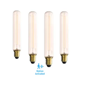 4PACK Motion Sensor LED T185 Filament Tubular Bulb 5W Equivalent 60W 2700K Warmwhite No DIM