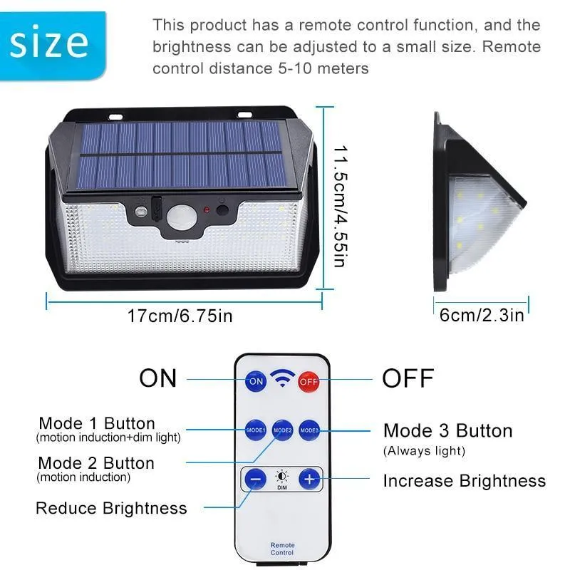 55 LED Solar Light 800LM USB Charging With Remote Control