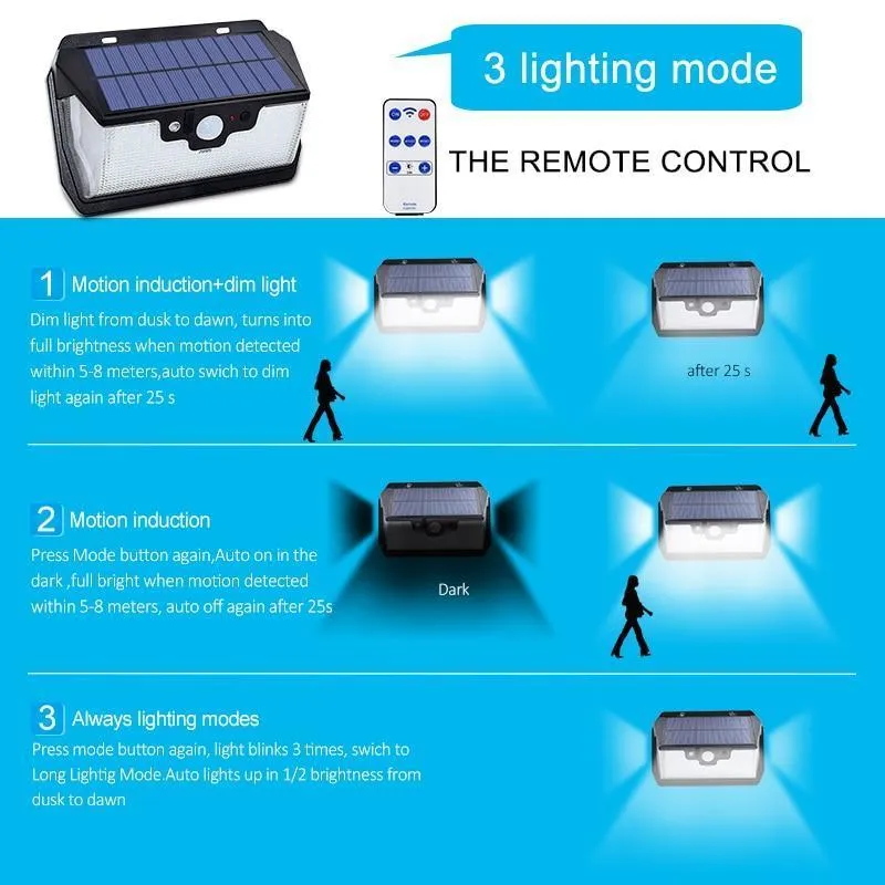 55 LED Solar Light 800LM USB Charging With Remote Control