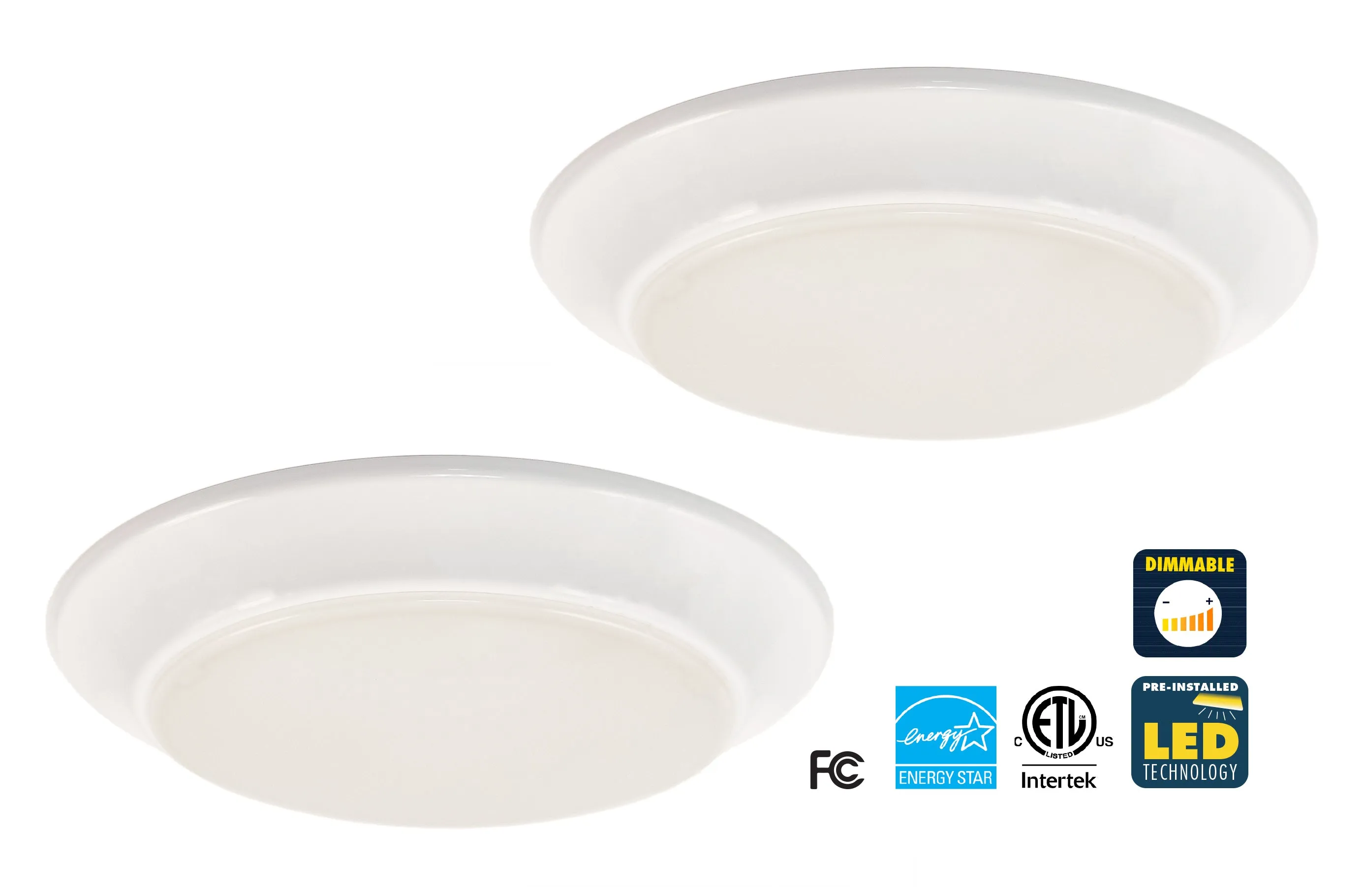 7.4 Inch Integrated LED Flush Mount Ceiling Light, 800 Lumens, 3K, Black or White