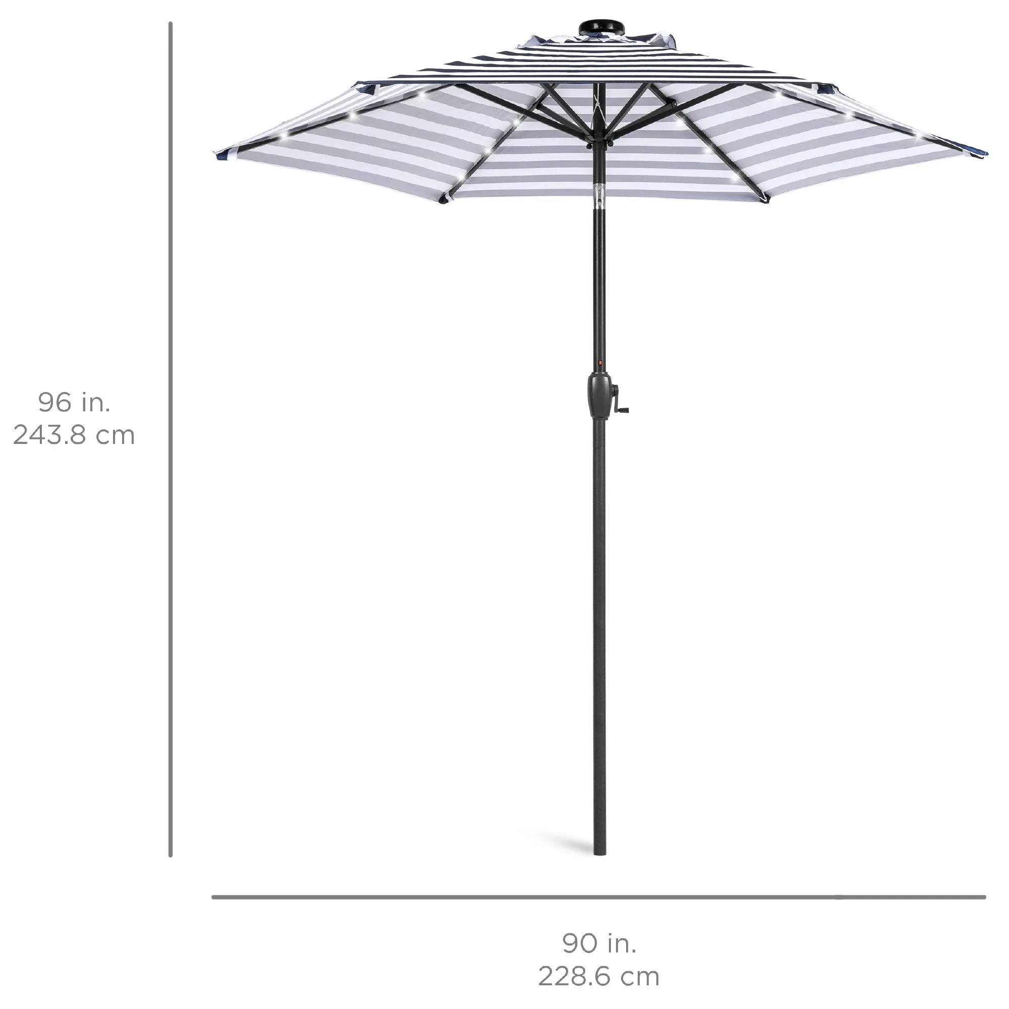 7.5ft Outdoor Solar Patio Umbrella w/ Push Button Tilt, Crank Lift