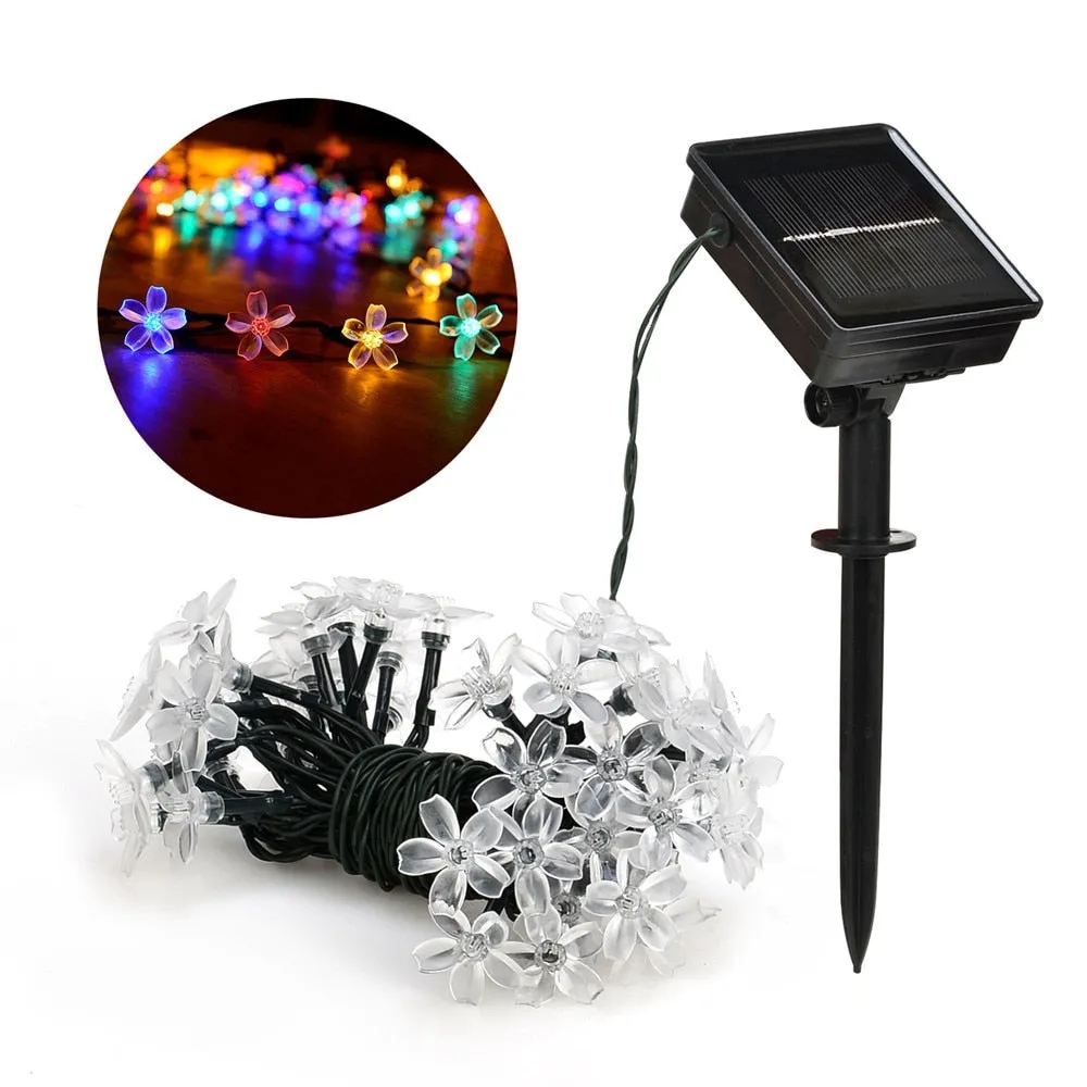 7M/5M Solar String Christmas Lights Outdoor 23ft 50/20LED 8Mode Waterproof Flower Garden Blossom Lighting Party Home Decoration