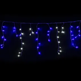 800 LED Christmas Icicle Lights White and Blue