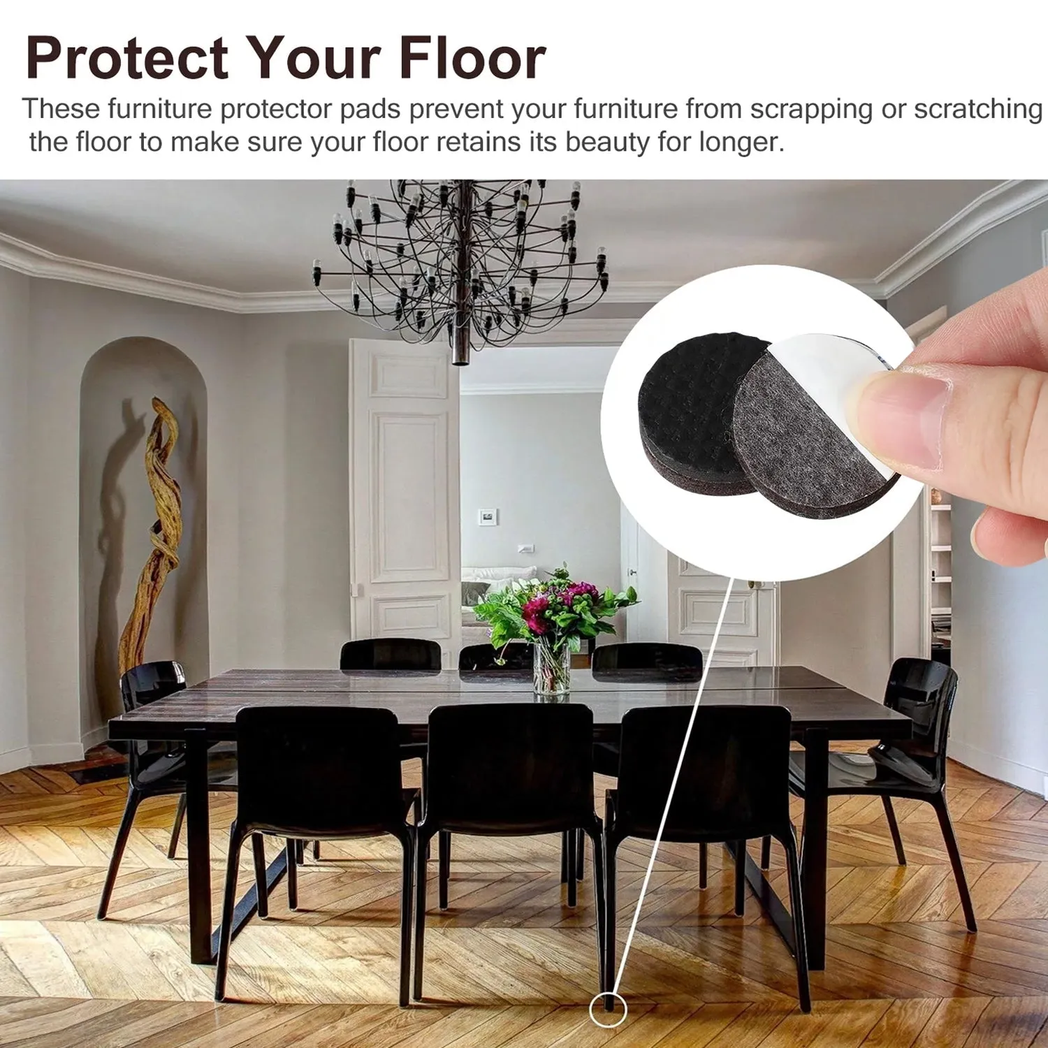 9052 Floor Protector Furniture Rubber Pads, Self Adhesive Floor Protectors Easy To Use Table Rubber Pads, Chair Rubber Pads For Home Use