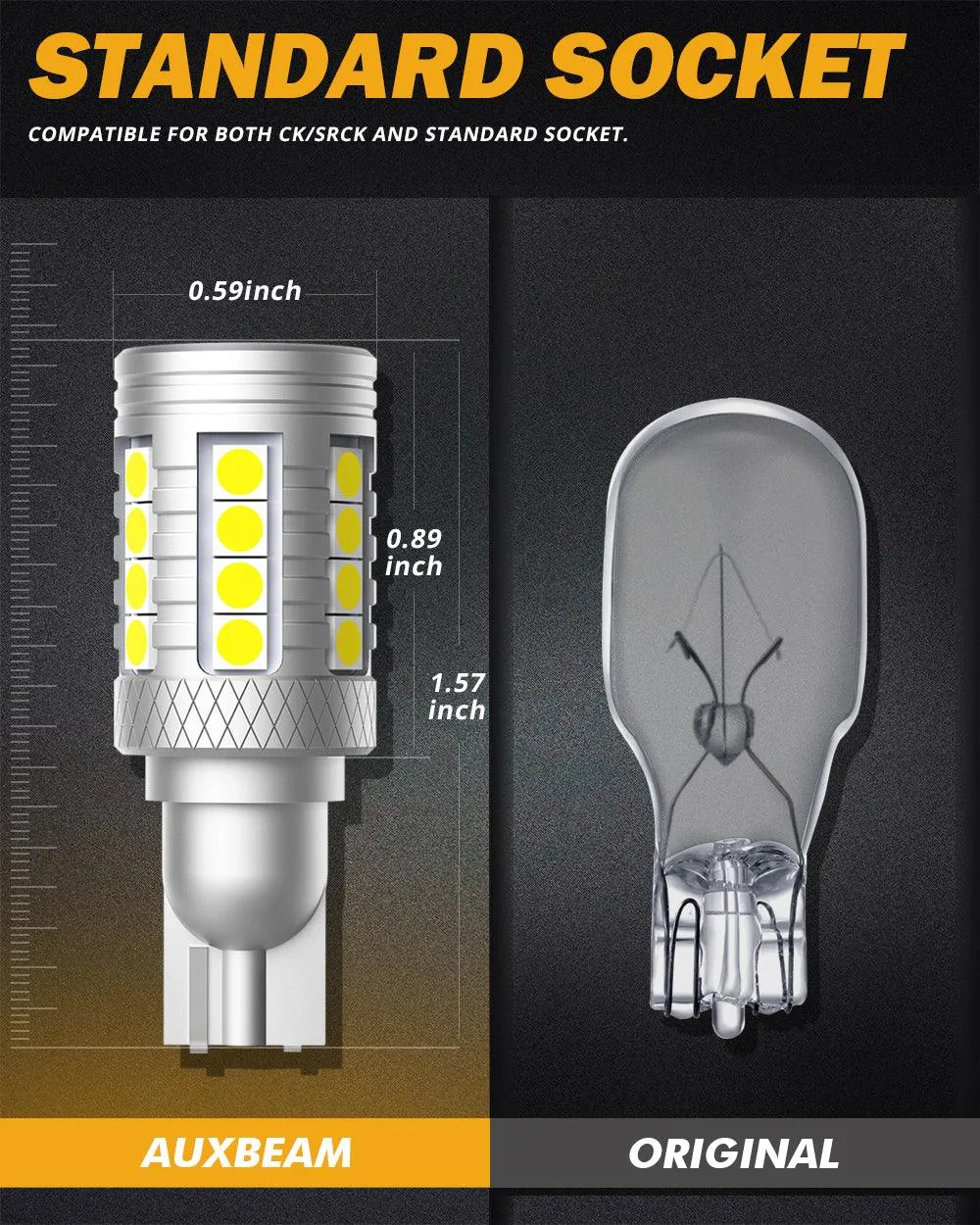 912 921 T15 W16W LED Reverse Back-up Light Bulbs 20W 350% High Brightness CAN-Bus Error Free 6500K White B3 Series | 2 Bulbs