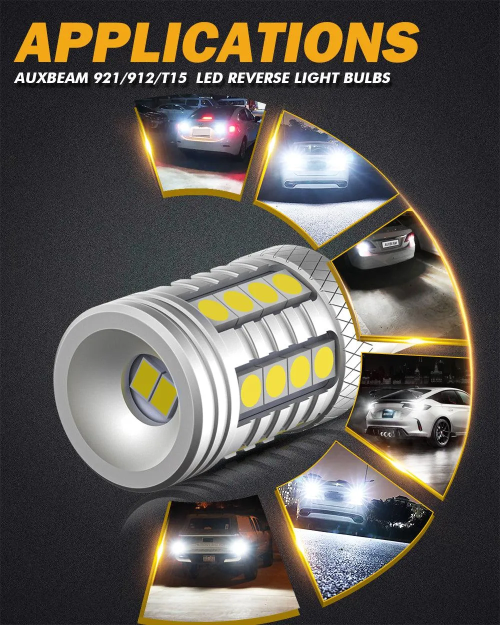 912 921 T15 W16W LED Reverse Back-up Light Bulbs 20W 350% High Brightness CAN-Bus Error Free 6500K White B3 Series | 2 Bulbs