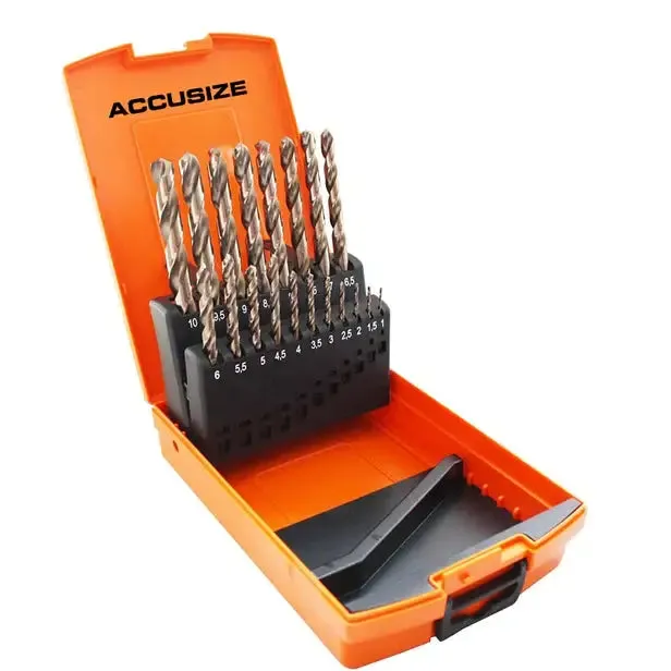 Accusize 3110-1119 - M35 HSS 5% Cobalt Metric Drill Set, 1 to 10mm by 0.5mm, 135 deg split point