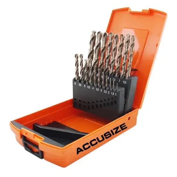 Accusize 3110-1119 - M35 HSS 5% Cobalt Metric Drill Set, 1 to 10mm by 0.5mm, 135 deg split point