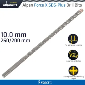 ALPEN FORCE X 10.0 x 260/200  SDS-PLUS DRILL BIT X4 CUTTING EDGES - BULK ALP765010