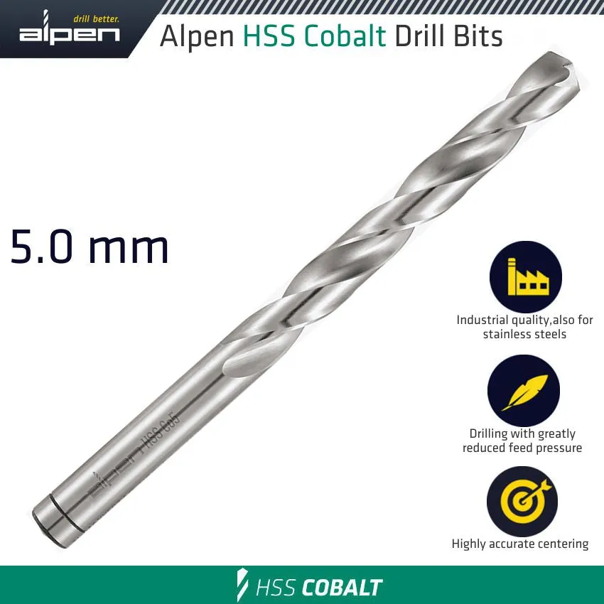 ALPEN HSS COBALT DRILL BIT 5.0MM ALP62305