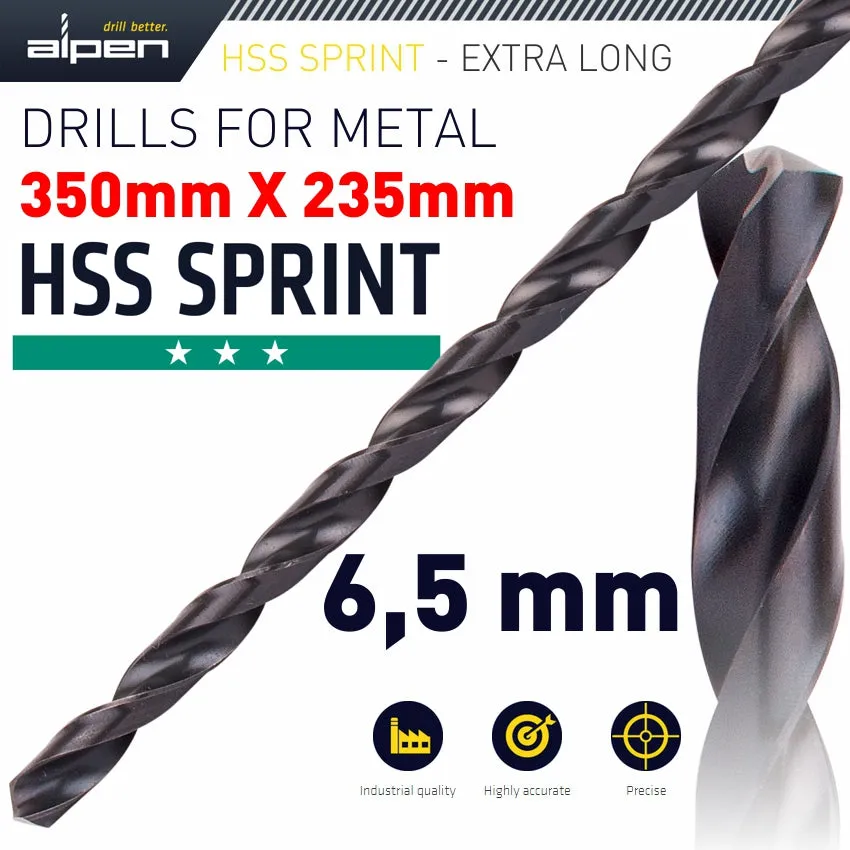 ALPEN HSS DRILL BIT 6.5MM 350X235MM EXTRA LONG ALP121065