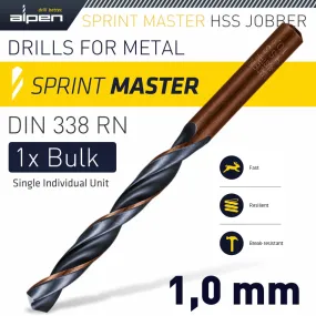 ALPEN HSS SPRINT MASTER 1.0MM BULK DIN 338 ALPEN DRILL BIT ALP6260010