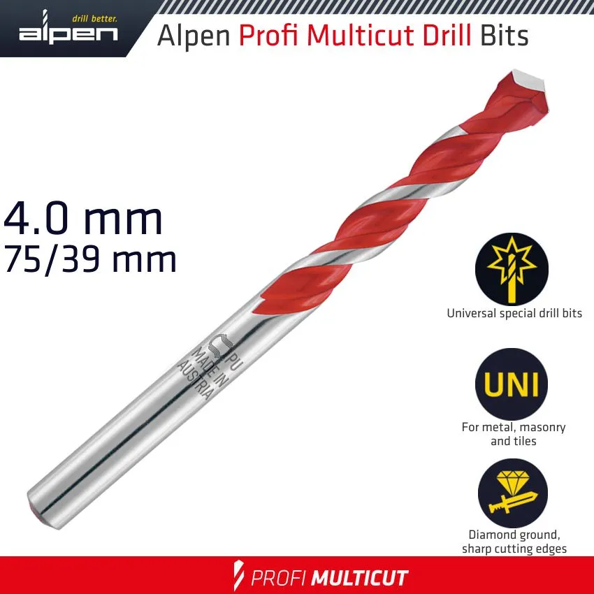 ALPEN PROFI MULTICUT DRILL BIT 4.0MMX75MM ALP17204