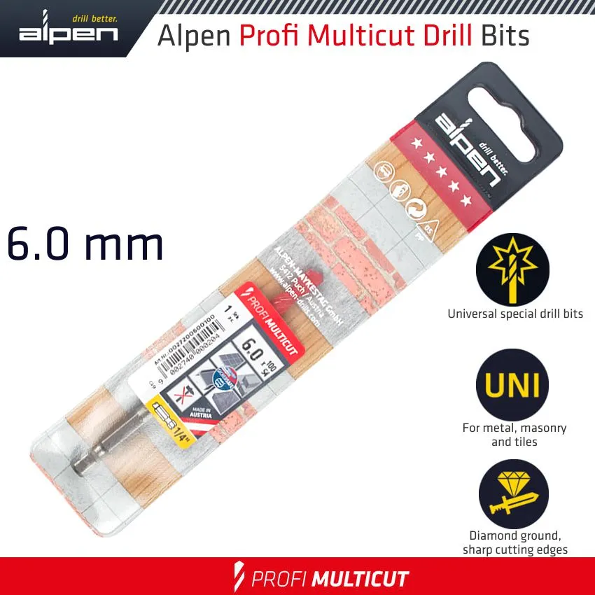 ALPEN PROFI MULTICUT DRILL BIT 6MM HEX SHANK ALP27206