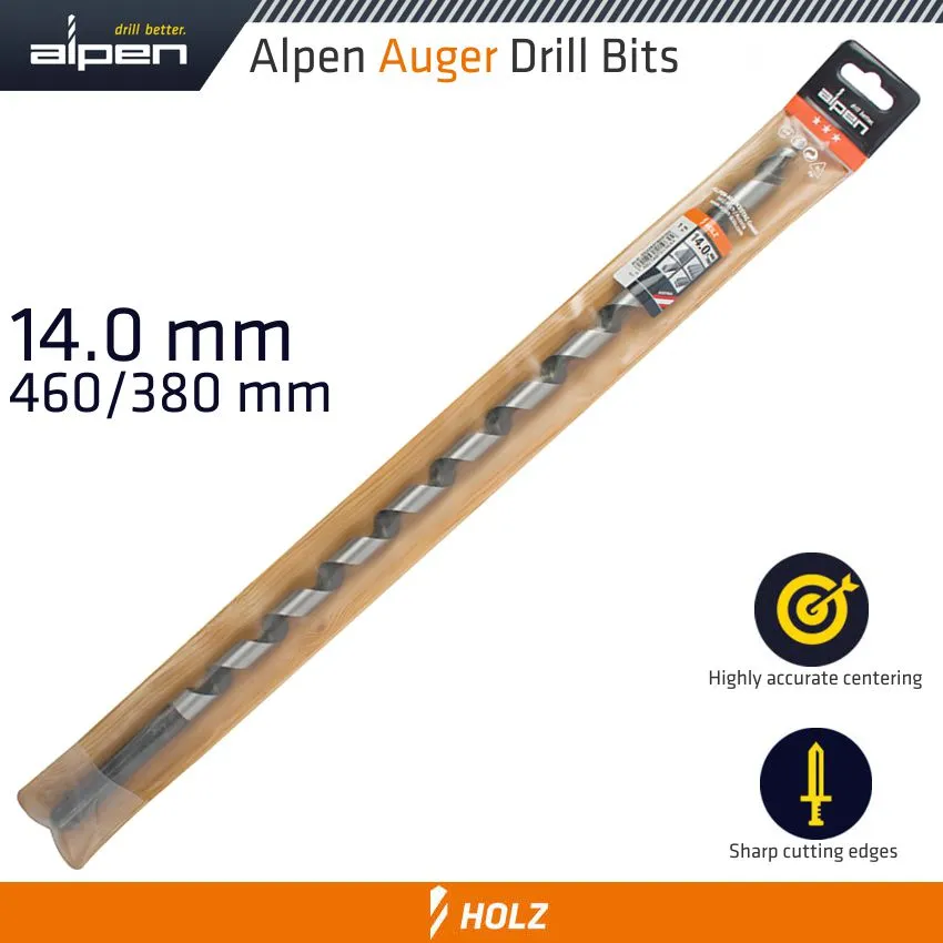 ALPEN WOOD AUGER DRILL BIT 14 X 450MM ALP22614