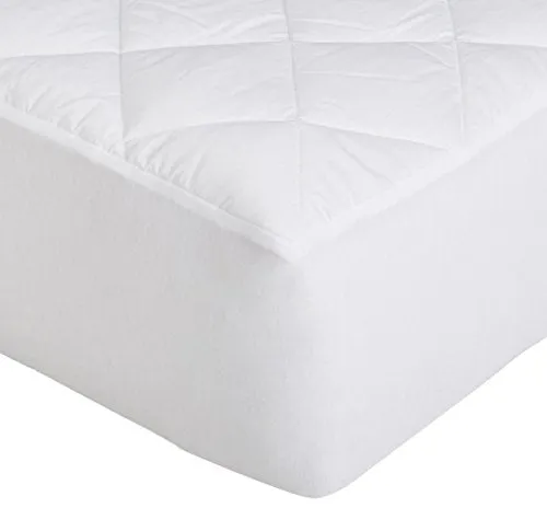 Amazon Basics Hypoallergenic Quilted Mattress Topper Pad, 18 Inches Deep, Queen, White