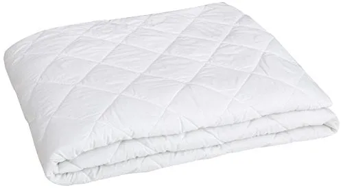 Amazon Basics Hypoallergenic Quilted Mattress Topper Pad Cover - 18 Inch Deep, California King, White