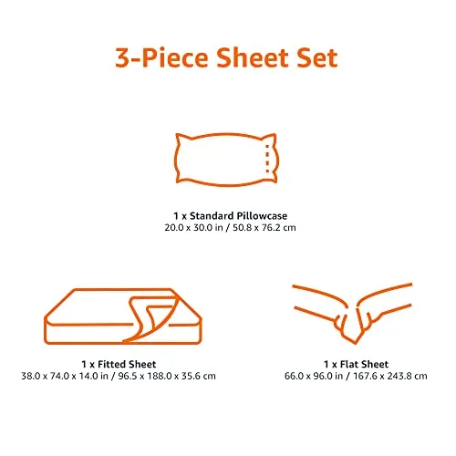 Amazon Basics Lightweight Super Soft Easy Care Microfiber Bed Sheet Set with 14-Inch Deep Pockets - Twin, Bright White