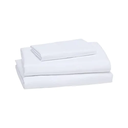 Amazon Basics Lightweight Super Soft Easy Care Microfiber Bed Sheet Set with 14-Inch Deep Pockets - Twin, Bright White