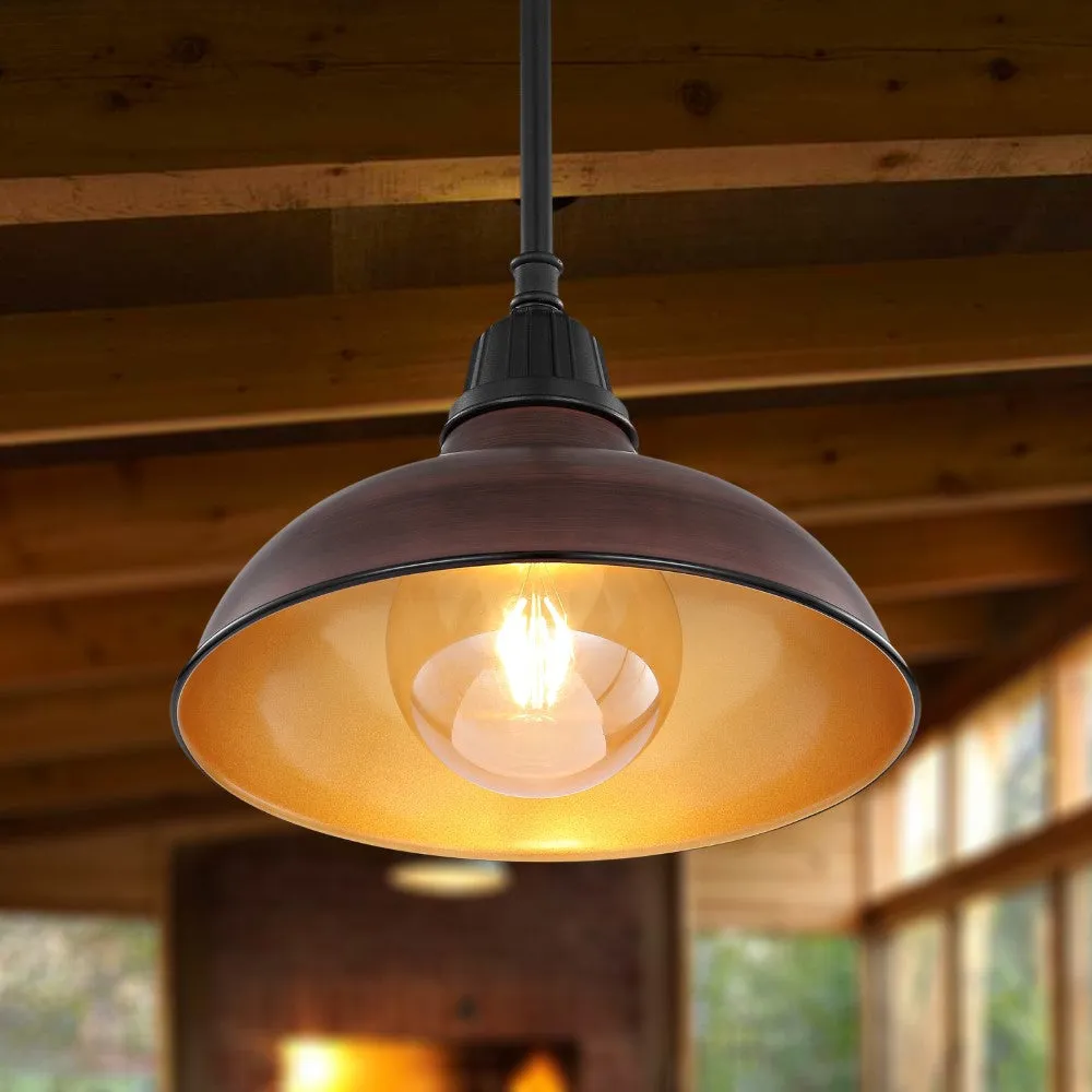 Antique 12.25" Farmhouse Industrial Indoor/Outdoor Iron LED Pendant