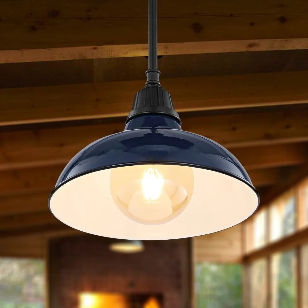 Antique 12.25" Farmhouse Industrial Indoor/Outdoor Iron LED Pendant