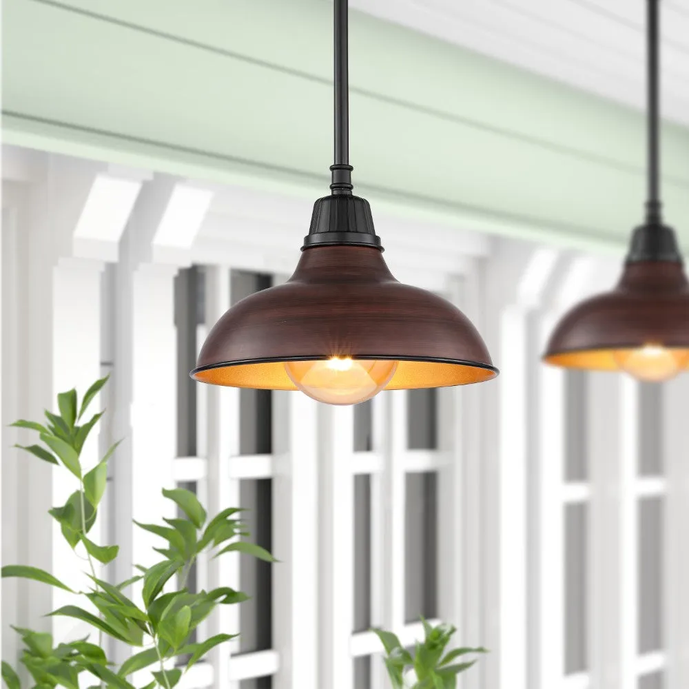 Antique 12.25" Farmhouse Industrial Indoor/Outdoor Iron LED Pendant