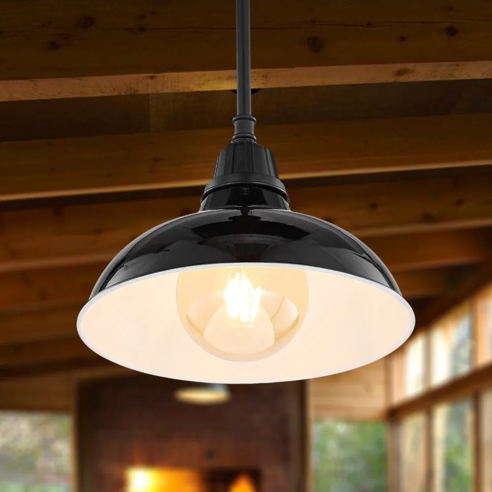 Antique 12.25" Farmhouse Industrial Indoor/Outdoor Iron LED Pendant